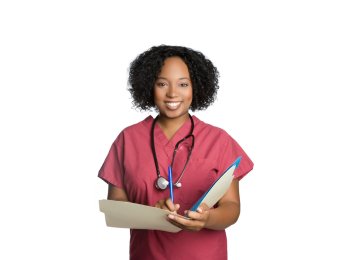 Women’s Basic 1-Pocket Pink Scrub Top